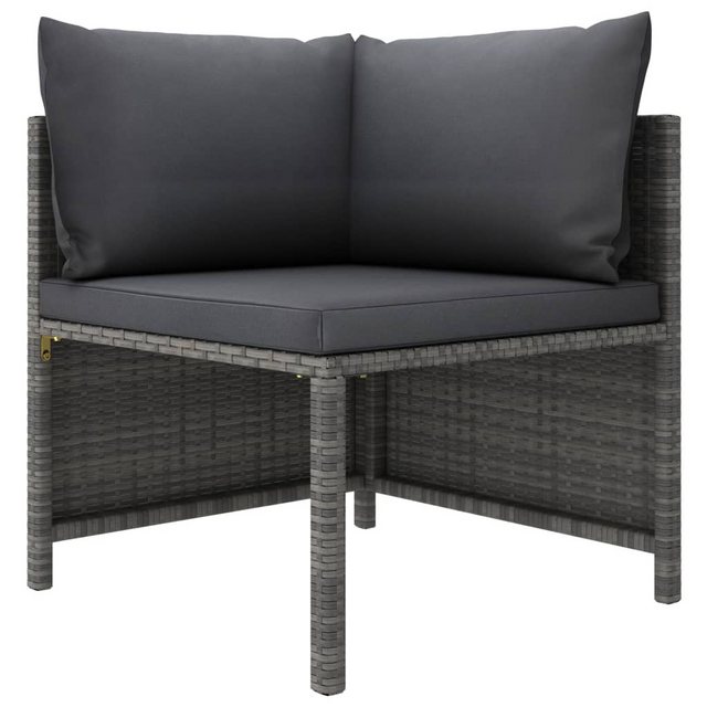 Vellora Ecksofa Modulares Ecksofa mit Kissen Grau Poly Rattan