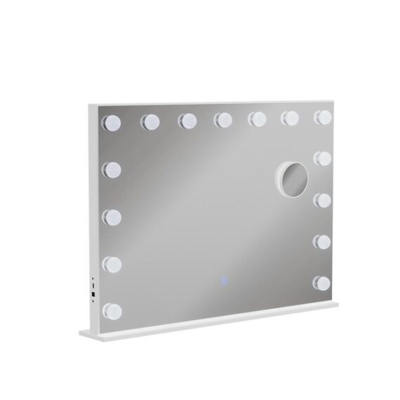 Vicco Badezimmerspiegelschrank Greta, Weiß, 58 x 47 cm mit LED-Beleuchtung