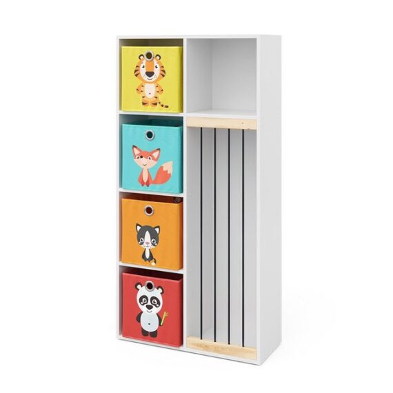 Vicco Bücherregal Marvin, Weiß, 72 x 143 cm mit 4 Faltboxen opt.1