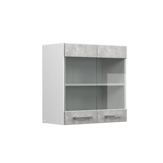 Vicco Schranksystem R-Line, Beton/Weiß, 60 cm mit Glastüren