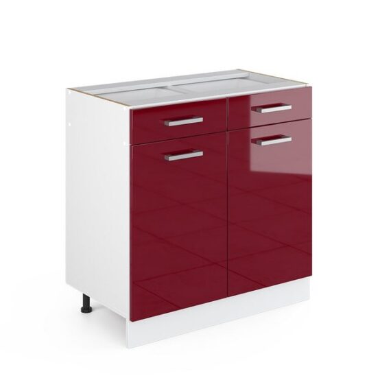 Vicco Schranksystem R-Line Bordeaux HG/Weiß 80cm mit Schubladen und Türen ohne AP