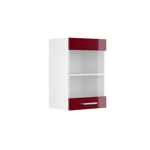 Vicco Schranksystem R-Line, Bordeaux Hochglanz/Weiß, 40 cm mit Glastür