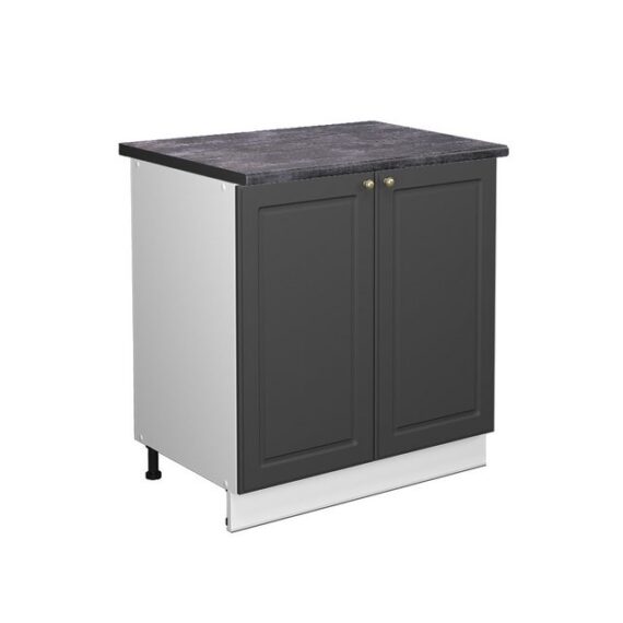 Vicco Spülenunterschrank Fame-Line, Anthrazit-Gold/Weiß, 80 cm mit Regal, AP Anthrazit