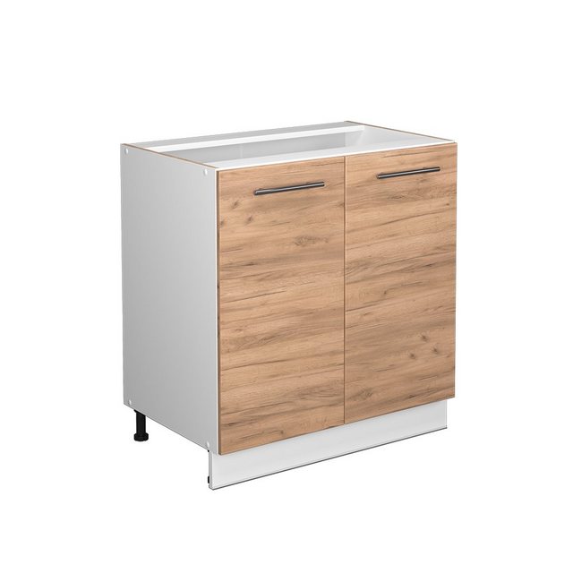 Vicco Spülenunterschrank Fame-Line, Goldkraft Eiche/Weiß, 80 cm mit Regal, ohne Arbeitsplatte