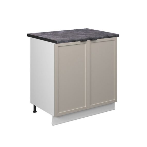 Vicco Spülenunterschrank Fame-Line, GrauBeige/Weiß, 80 cm mit Regal, AP Anthrazit