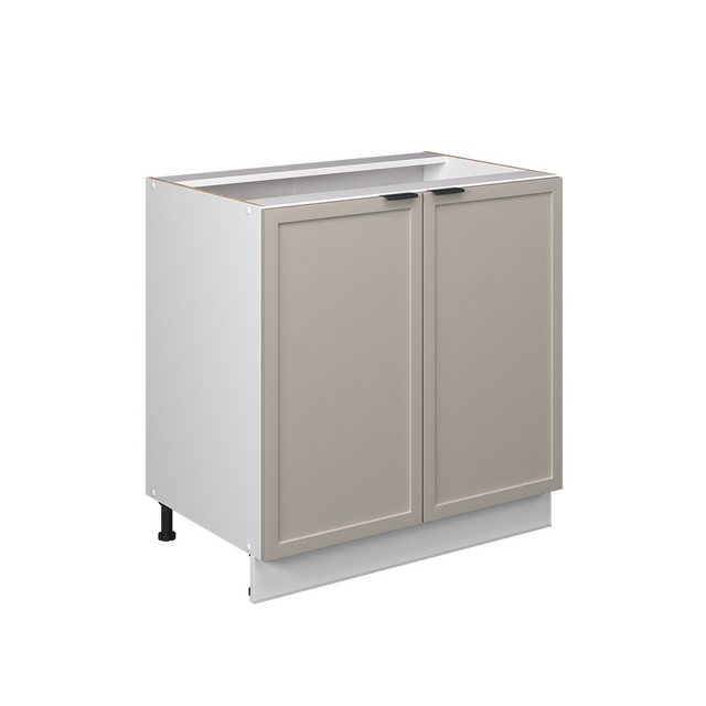 Vicco Spülenunterschrank Fame-Line, GrauBeige/Weiß, 80 cm mit Regal, ohne Arbeitsplatte