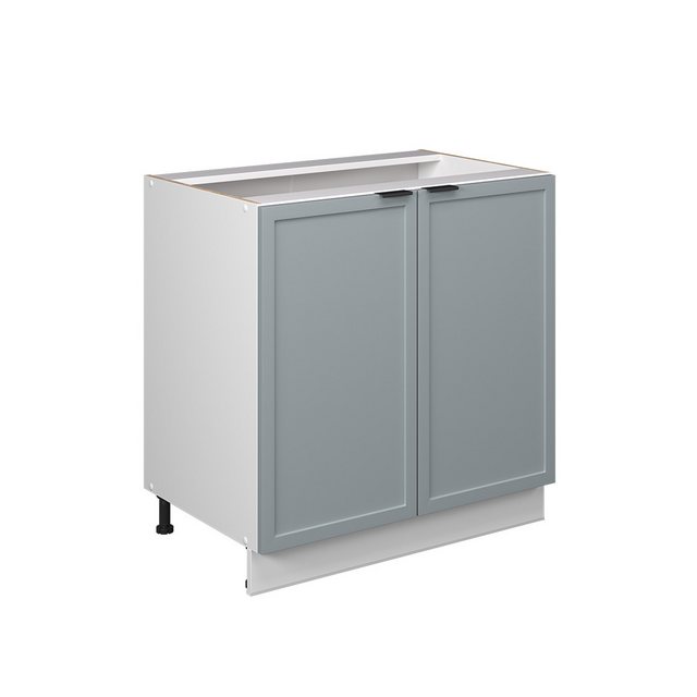 Vicco Spülenunterschrank Fame-Line, Hellblau-grau/Weiß, 80 cm mit Regal, ohne Arbeitsplatte