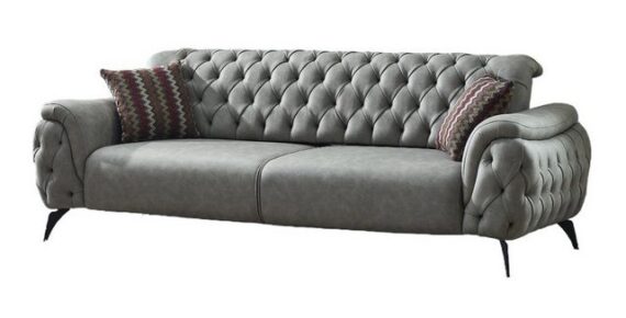 Villa Möbel Sofa Luis, 1 Stk. 3-Sitzer, Hand Made Quality, pflegeleichter Mikrofasersamtstoff