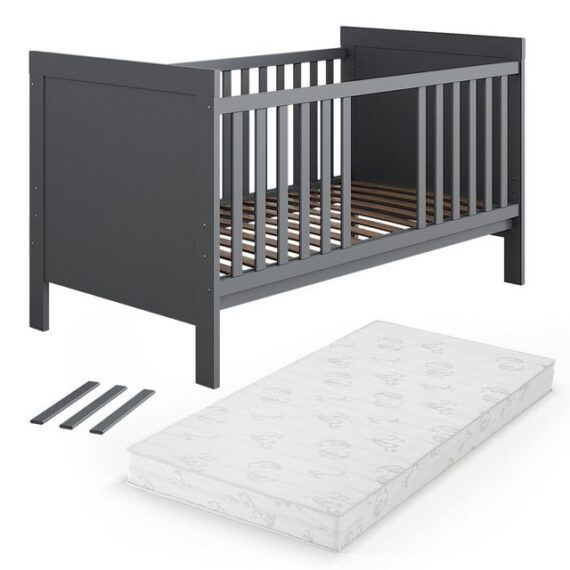 VitaliSpa® Babybett Ajaton, Grau, 144.4 x 83 cm mit Matratze