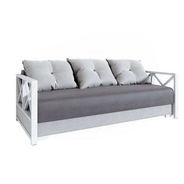 VitaliSpa® Schlafsofa Memphis, Grau, 210 cm, Stauraum