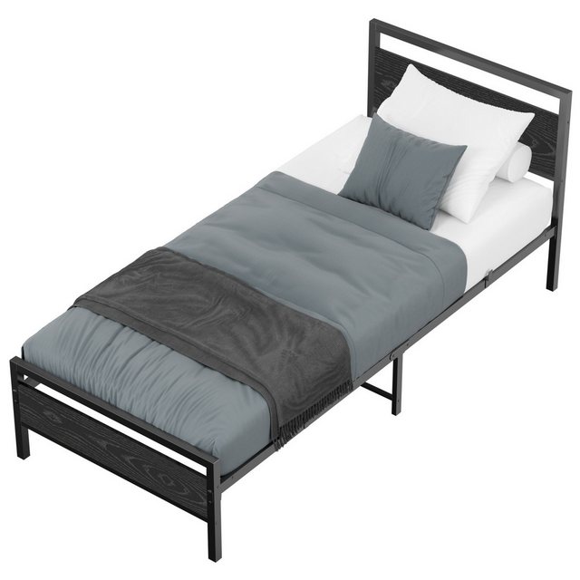 WISHDOR Metallbett Einzelbett Jugendbett (140x200cm ohne Matratze), mit Lattenrost, Bettrahmen Gästebett Jugendbett