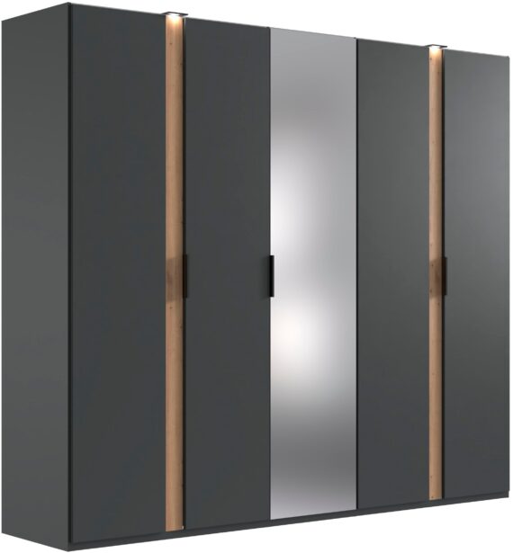 Wimex Drehtürenschrank "Rimini by fresh to go, Kleiderschrank mit Spiegel, Metallgriffe", inklusive LED Beleuchtung, B/T/H 250/58/216cm, weiß oder graphit