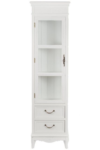 Wohnando Vitrine Schmaler Vitrinenschrank "Melody" im modernen Shabby Landhaus Mix 30x45x170 cm, elegant, für Deko und Aufbewahrung, Wohnzimmer