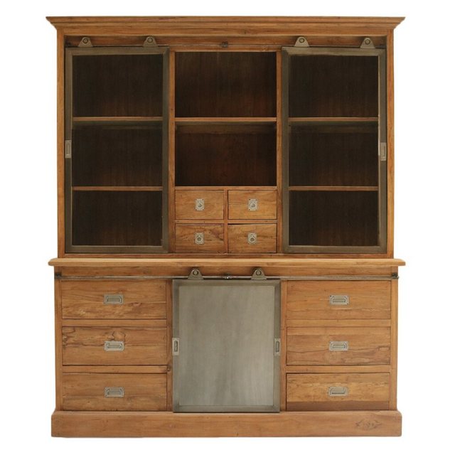 Wohnpalast Vitrine Vitrinen Schrank Roda Teak Massivholz Vitrine