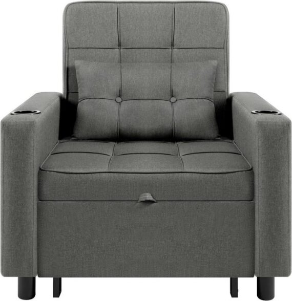 Woltu Schlafsofa, 1 Teile, 3-in-1-Klappsessel, Verstellbare Rückenlehne, Leinenbezug