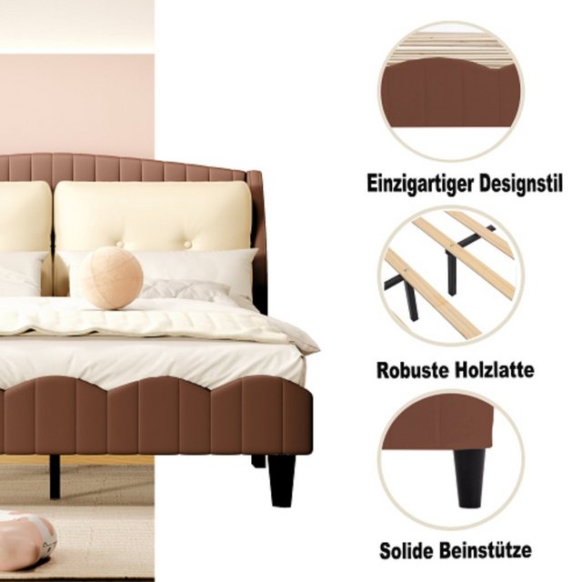 XDOVET Kinderbett Einzelbett Jugendbett Polsterbett Holzlattenrost