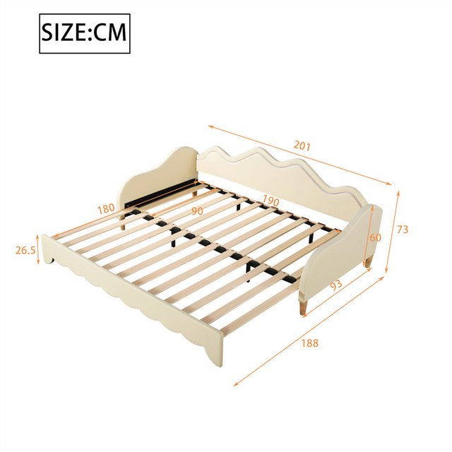 XDOVET Kinderbett Polsterbett 90(180)*190cm, 2-in-1 Multifunktions-Schlafsofa, Multifunktional Tagesbetten mit LED Lattenrost Kunstleder