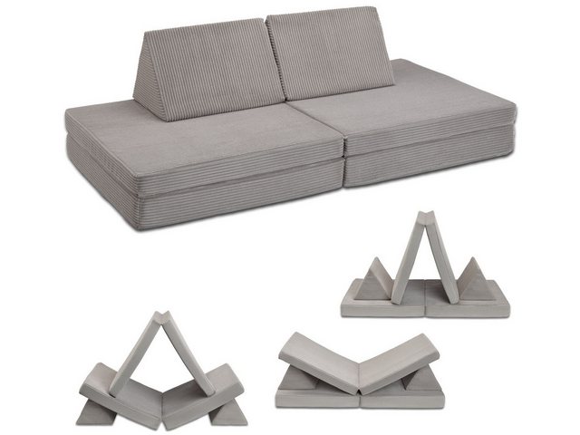 XDREAM Kindersofa modulares Abenteuersofa aus Schaumstoff, individuell kombinierbar, 4 Teile, ausklappbar und vielfältig verwendbar, kuscheliger Kordbezug