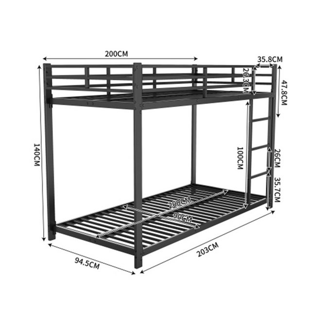 XDeer Kinderbett Kinderbetten, Etagenbetten, Eisenbetten, Eisenetagenbetten, in klassischer Form, 90*200