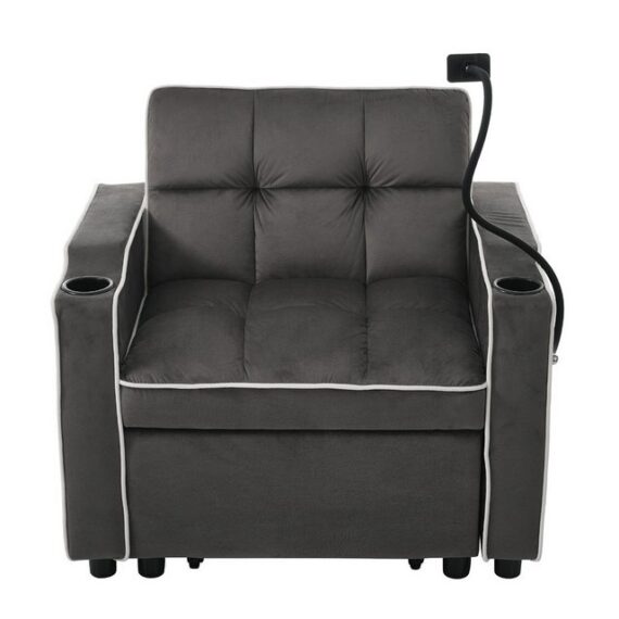 XDeer Schlafsofa 3-in-1 Schlafsofa mit Getränkehaltern und Handyhalter, Sofa-Liegestuhl Schlafstuhl Sessel für kleine Räume 83*167*76cm