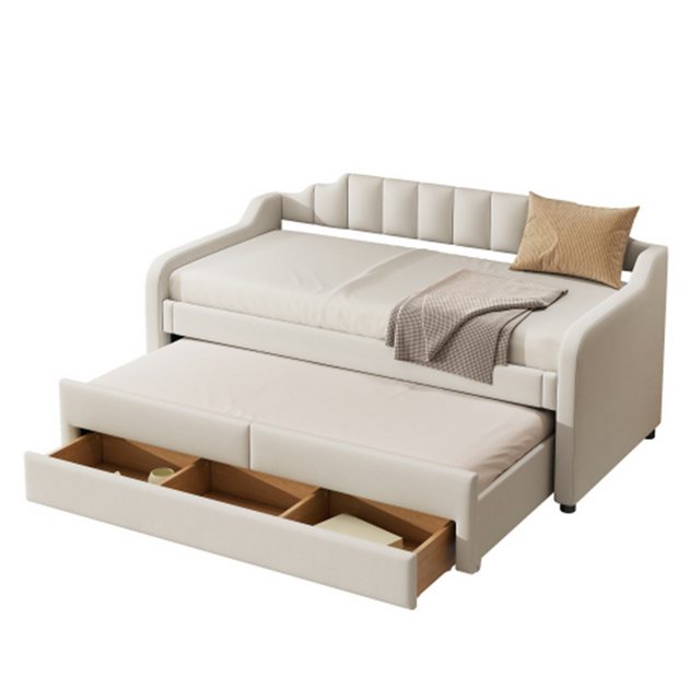 XDeer Schlafsofa Tagesbett, Schlafsofas gepolstertes Einzel-Tagesbett mit, Rollcontainer, Tagesbett mit Schubladen, 90 x 200 cm (190 cm)