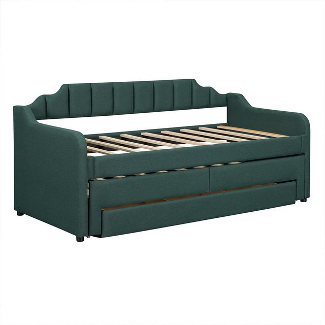 XDeer Schlafsofa Tagesbett mit Rollcontainer und Schubladen Schlafsofa, 90 x 200 cm (190 cm) Grün