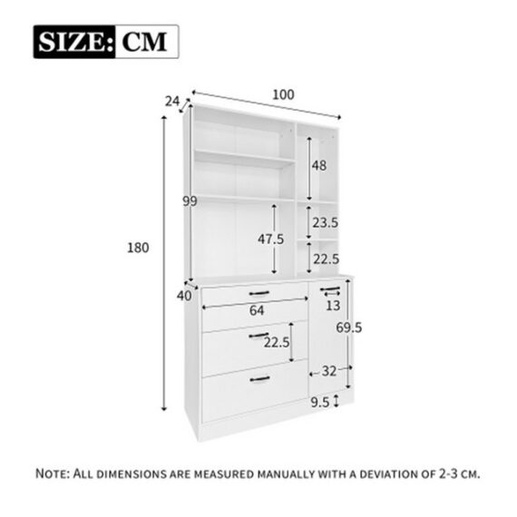 XDeer Schranksystem Sideboard, Beistellschrank, Vorratsschrank für die Küche,mit Mikrowellenständer, 4-stufiger Küchenschrank mit 70" Vitrine