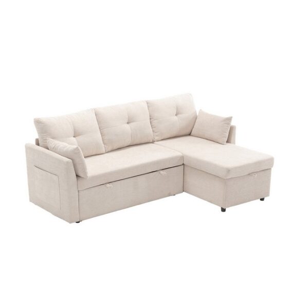 XDeer Sofa Modulares Sofa mit umkehrbarem Chaiselongue und Stauraumsitzen, L-förmige Sektionssofa modulare Couch Beige