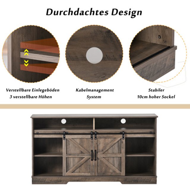 XDeer TV-Schrank, Sideboard, Unterhaltungscenter mit 2 klassischen TV-Ständer, (Schiebetüren, verstellbaren Regalen für Wohnzimmer, Esszimmer)