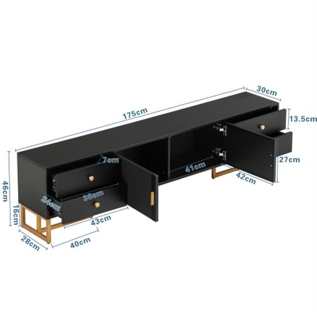 XDeer TV-Schrank TV-Schrank, Sideboard mit strukturierter Tür, TV-Möbel mit Schubladen