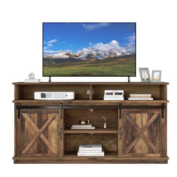 YVMOOEC TV-Schrank Großer TV-Schrank Sideboard (2 klassischen Schiebetüren verstellbaren Regalen) 148 * 40 * 78 cm