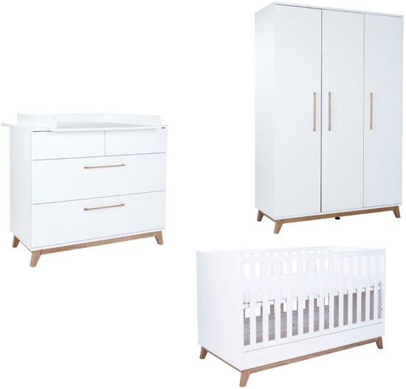 arthur berndt Babymöbel-Set "Babyzimmer Set "Lina" 3-teilig", (Spar-Set, 3 tlg., Das Set besteht aus Kleiderschrank, Kinderbett und Wickelkommode)