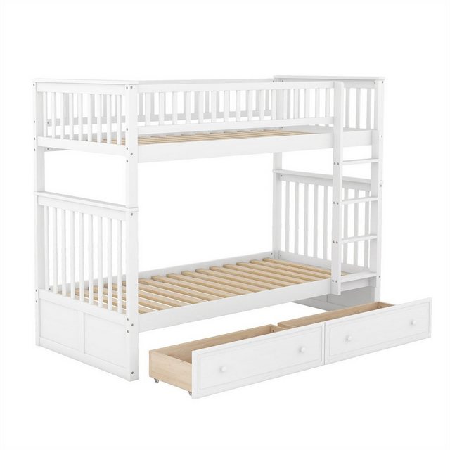 autolock Hochbett Doppel Etagenbett(90x200cm)Kinderbetten,Funktionelle Betten Cabrio-Betten,Etagenbett mit Schubladen(ETA:9.5)Rahmen aus Kiefer