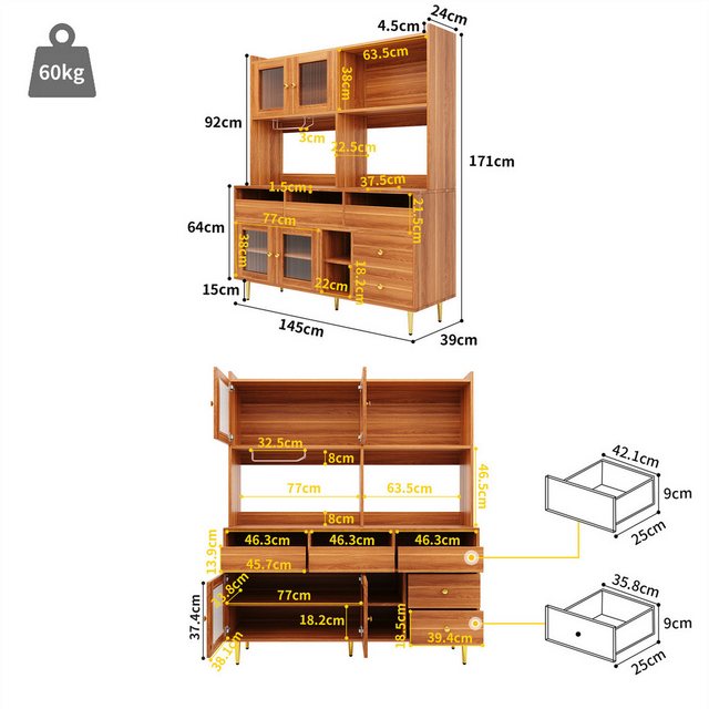 autolock Hochschrank Hochschrank für Restaurants,mit Glastür,Weinglasregal