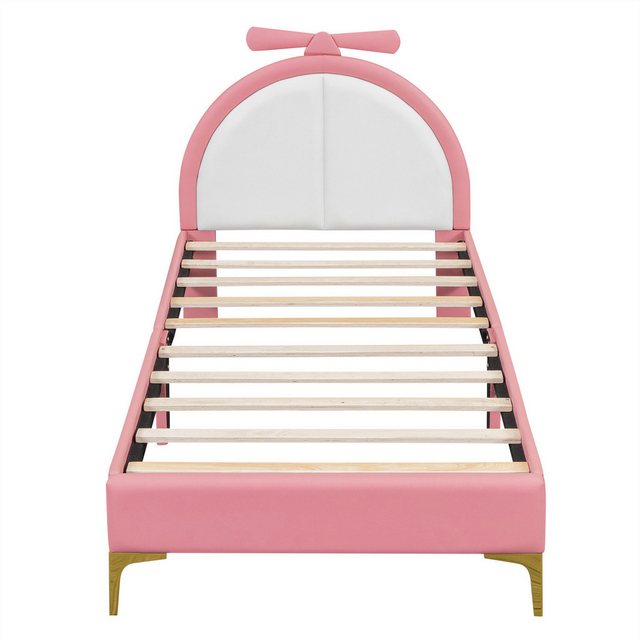 autolock Kinderbett 90*200cm gepolstertes Bett, rosa Look, stilvoll und einfach