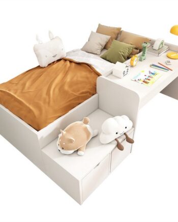 autolock Kinderbett Kinderbett,Massiveholz Einzelbett mit Schreibtisch und Schubladen, Huasbett,Stauraumbett mit Lattenrost, für Jungen und Mädchen