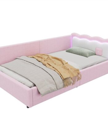 autolock Schlafsofa Schlafsofa, 90*200cm, LED-Umgebungslicht mit Fernbedienung,Rosa