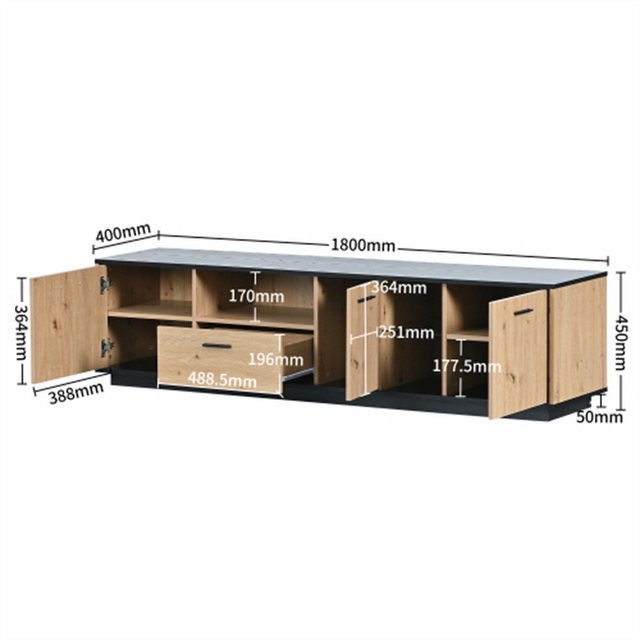 autolock TV-Schrank Wohnzimmerset, TV-Ständer, Couchtisch und Sideboard Set (3 Stück)