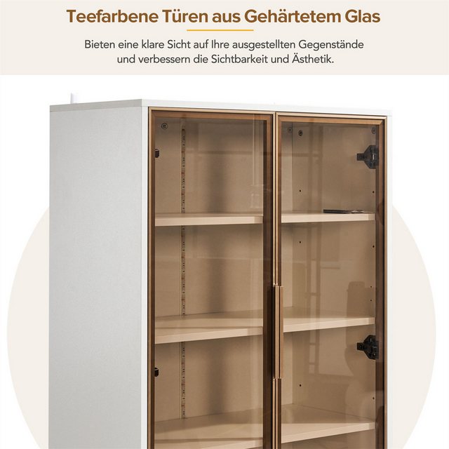 autolock Vitrine Glasvitrine mit zwei Türen, Vitrine mit LED-Licht, Standvitrine