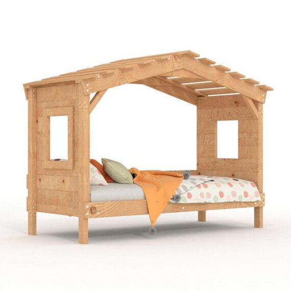 bibex Kinderbett DOLCE NIDO Kinderbett, Spielbett, Jugendbett, Spielhaus, naturbelassen