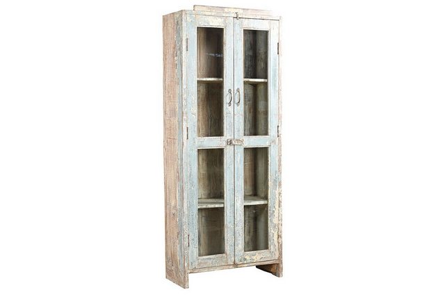 daslagerhaus living Hochschrank Vitrine Vintage hellblau