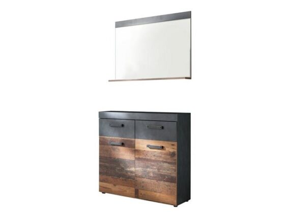 ebuy24 Kleiderschrank Irwin Garderobenaufstellung F, grau Matera Dekor