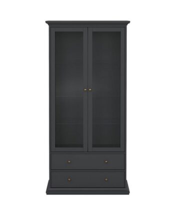 ebuy24 Vitrine Venedig Vitrinenschrank 2 Glastüren und 2 Schublad