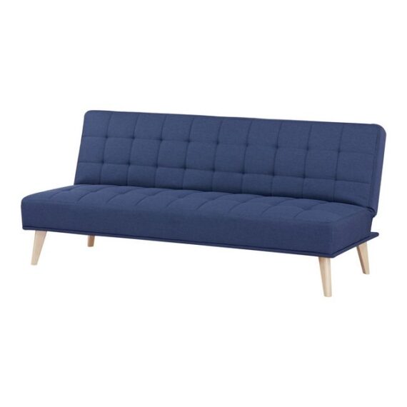 en.casa Schlafsofa, "Pukkila" 3-Sitzer Sofa mit Bettfunktion Textil Dunkelblau