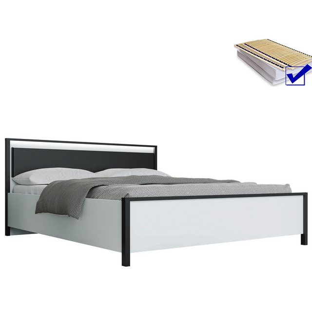 expendio Bett Rouven 1, Secret Grey / schwarz, 189x99x208 cm