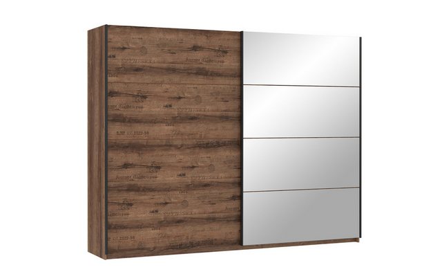 expendio Kleiderschrank Joyce 12 Script-Schlammeiche / Schwarzeiche Nb. 270x210x62 cm mit Spiegel