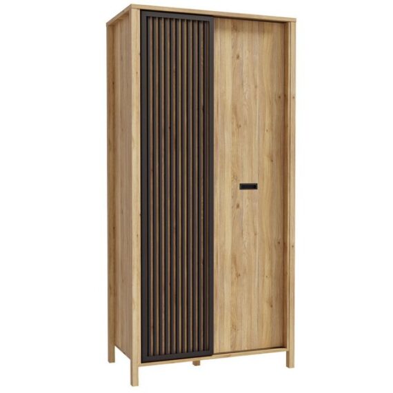 expendio Kleiderschrank Judith 6 Mauvella Oak Nb. / schwarz 97x201x53 cm