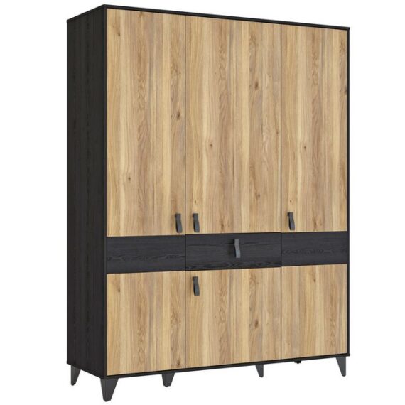 expendio Kleiderschrank Lyrill 3 Mauvella Oak / Cabezone Oak, 153x201x53 cm