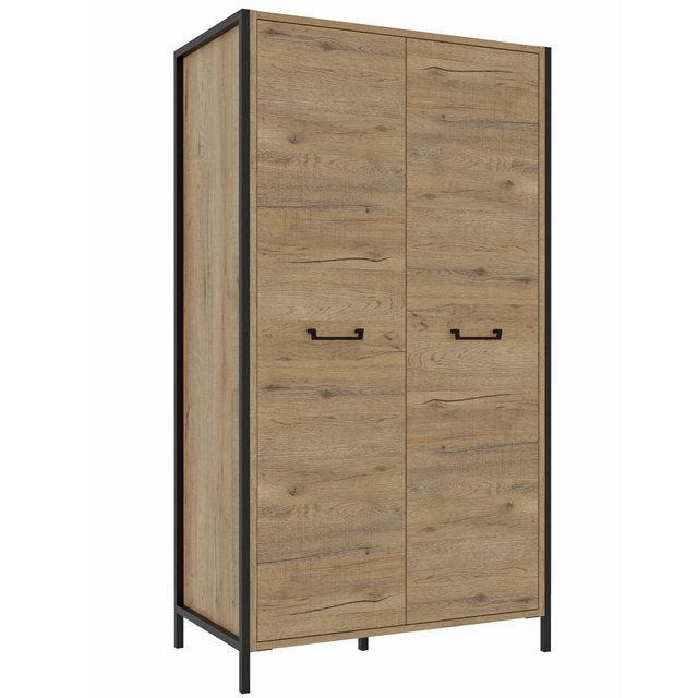 expendio Kleiderschrank Orell 3 Bartex Oak / schwarz, 110x200x63 cm