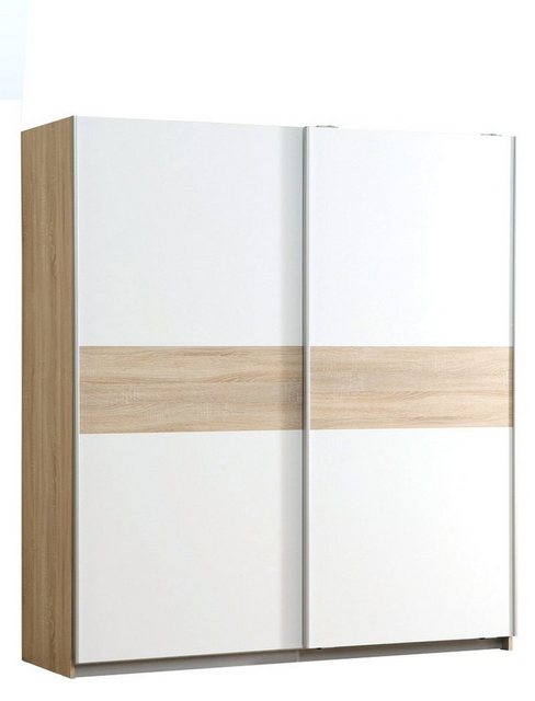 expendio Kleiderschrank Wisal 15 Schwebetürenschrank Sonoma Eiche weiß 170x191x61 cm Kleiderstangen